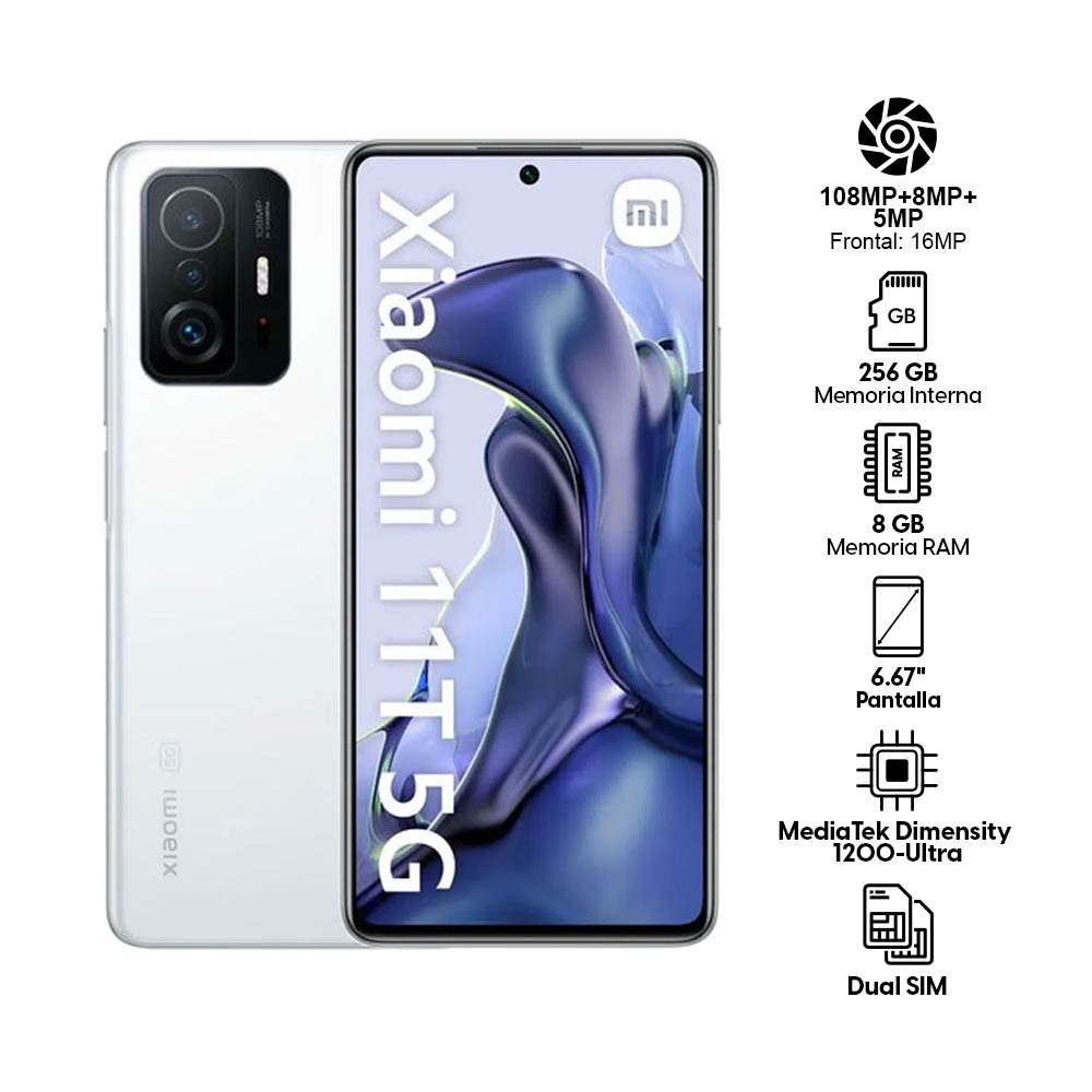 Imagen 2 del producto Celular Xiaomi 11T 5G 256GB, 8GB RAM, cámara trasera 108MP y frontal 16 MP, 6.67"", blanco