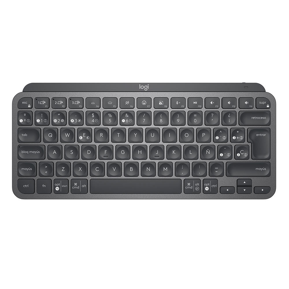 Teclado inalámbrico Logitech MX Keys Mini bluetooth, diseño minimalista, retroiluminado, teclas Inteligentes FN, batería recargable, grafito