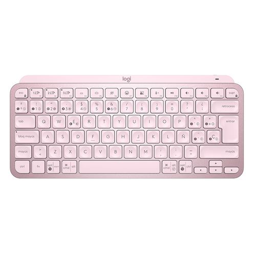 Teclado inalámbrico Logitech MX KEYS mini, bluetooth, minimalista, iluminado, recargable, rosado