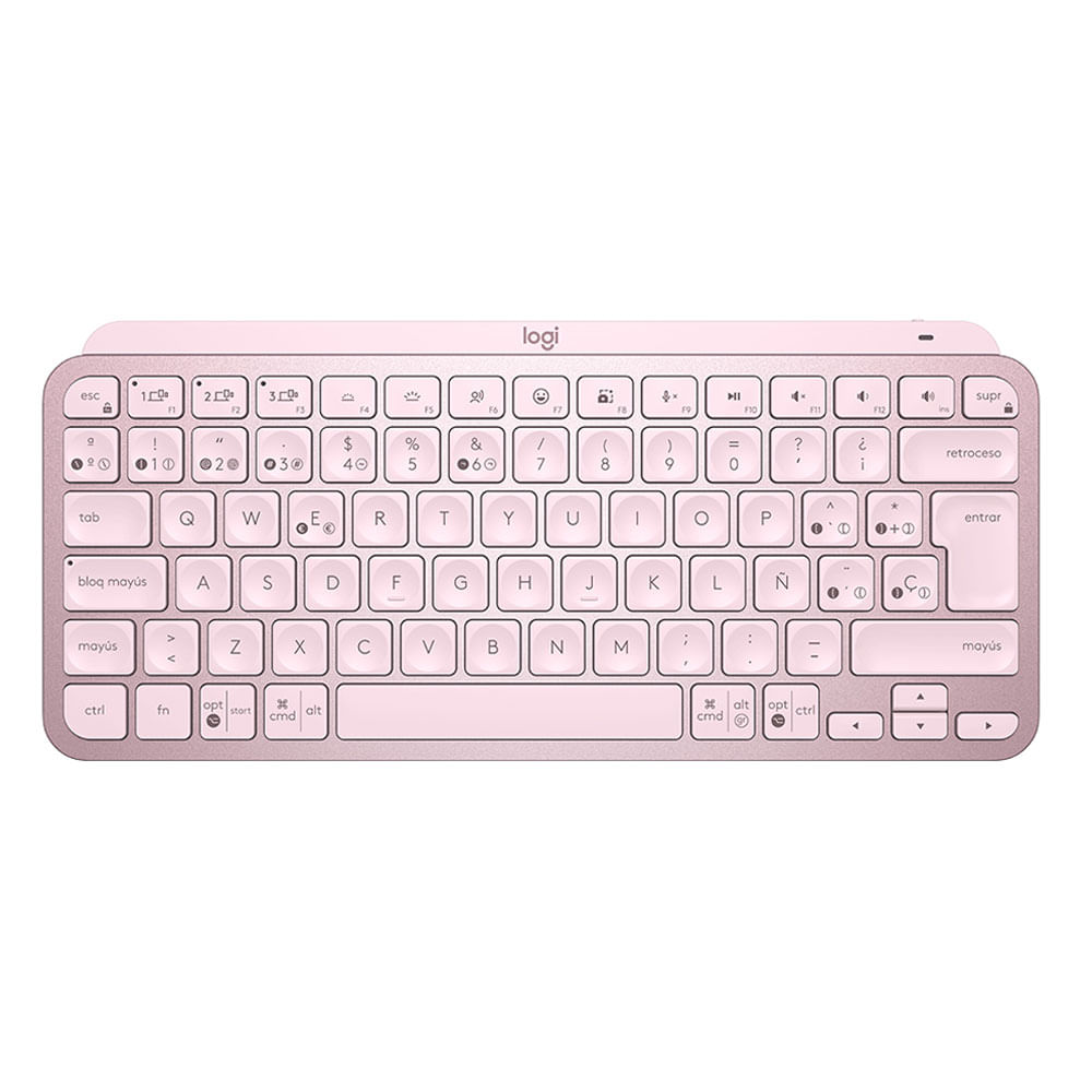Imagen 1 del producto Teclado inalámbrico Logitech MX KEYS mini, bluetooth, minimalista, iluminado, recargable, rosado