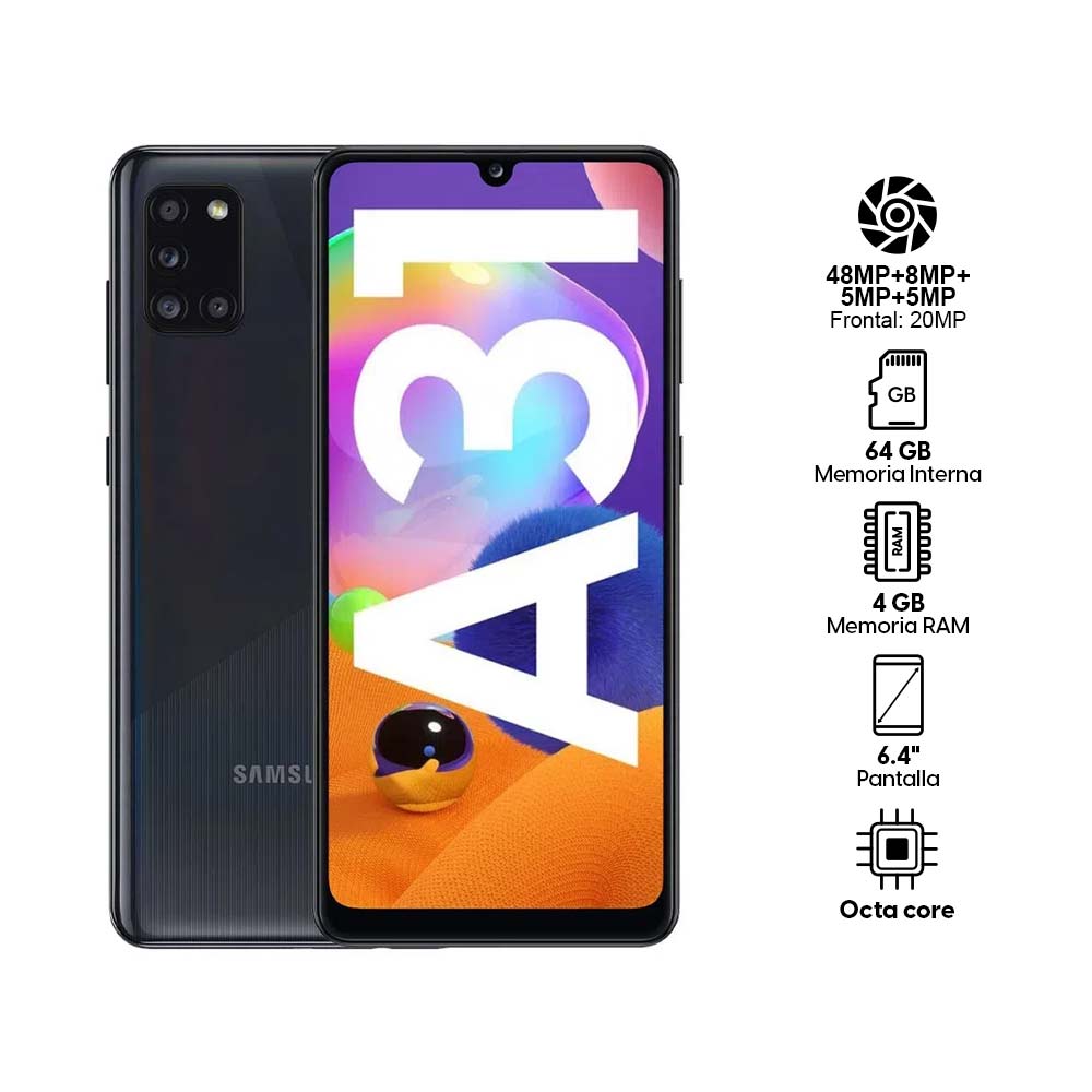 Imagen 2 del producto Celular Samsung Galaxy A31 64GB, 4GB RAM, cámara trasera 48MP y frontal 20MP, 6.4"", Octa-Core, negro