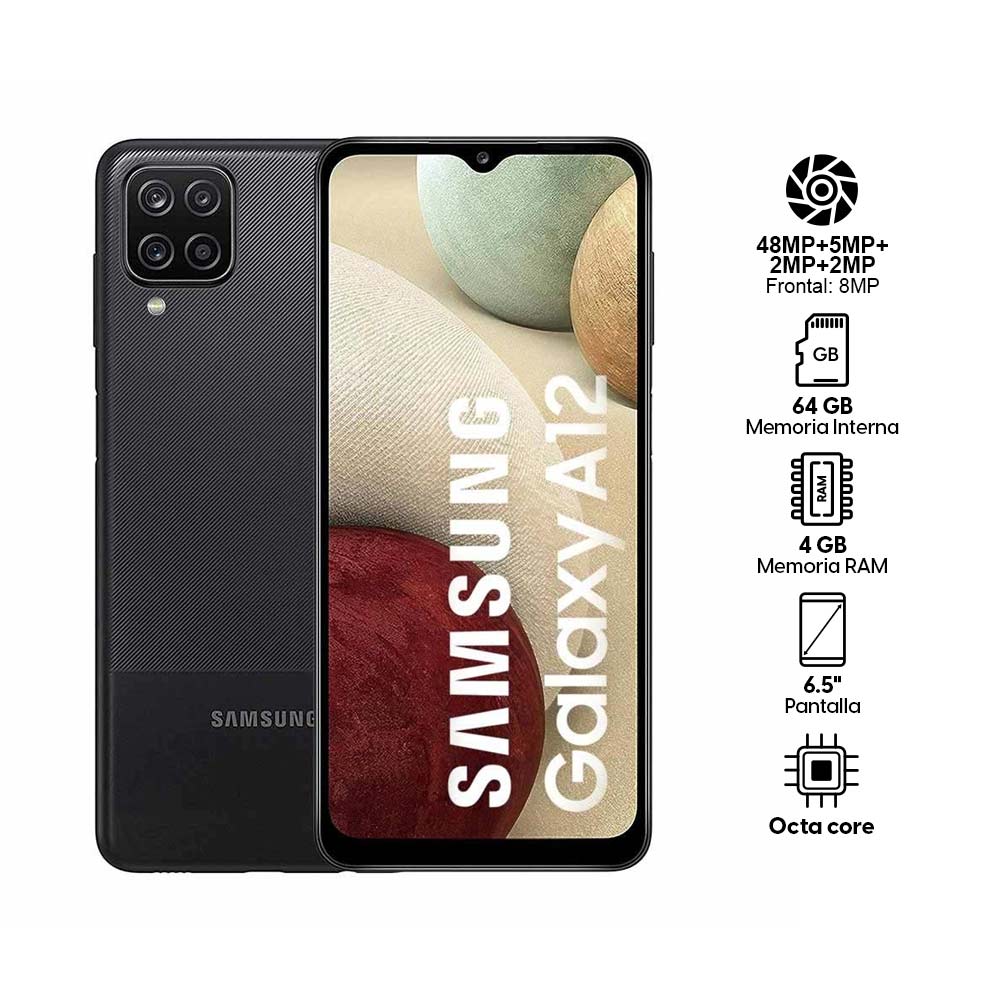 Imagen 2 del producto Celular Samsung Galaxy A12 64GB, 4GB RAM, cámara trasera 48MP y frontal 8MP, 6.5"", Octa-Core, negro