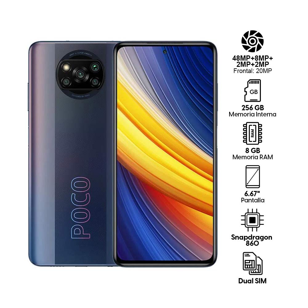 Imagen 2 del producto Celular Xiaomi Poco X3 Pro 256GB, 8GB RAM, cámara trasera 48MP y frontal 20MP, 6.67"", negro