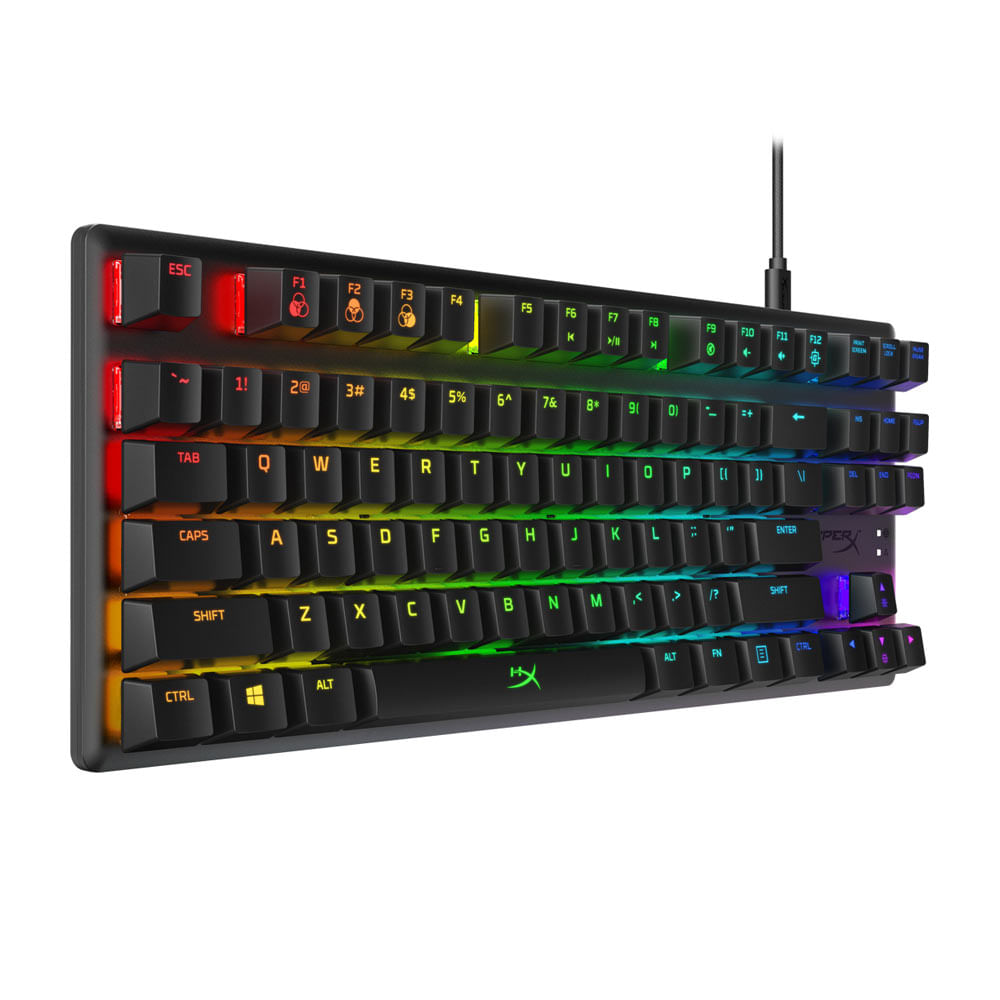 Imagen 2 del producto Teclado gamer Hyperx Alloy Origins Core, conexión USB Tipo-C extraíble, mecánico, RGB, lineal rojo
