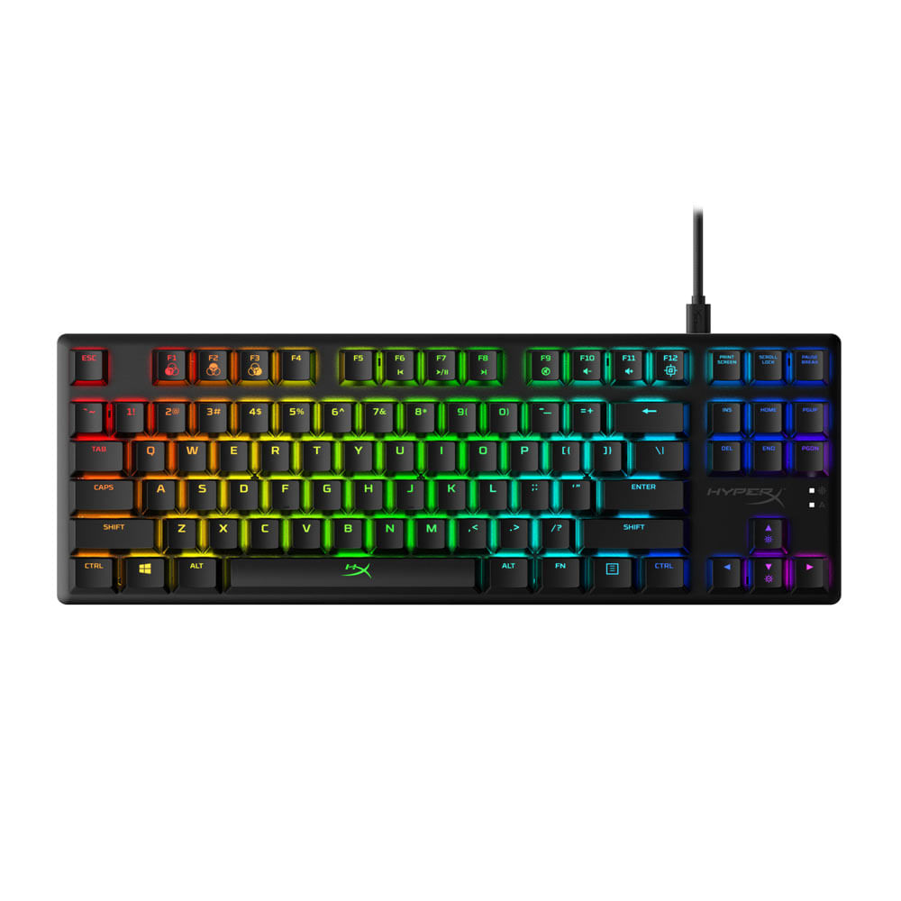Imagen 1 del producto Teclado gamer Hyperx Alloy Origins Core, conexión USB Tipo-C extraíble, mecánico, RGB, táctil aqua