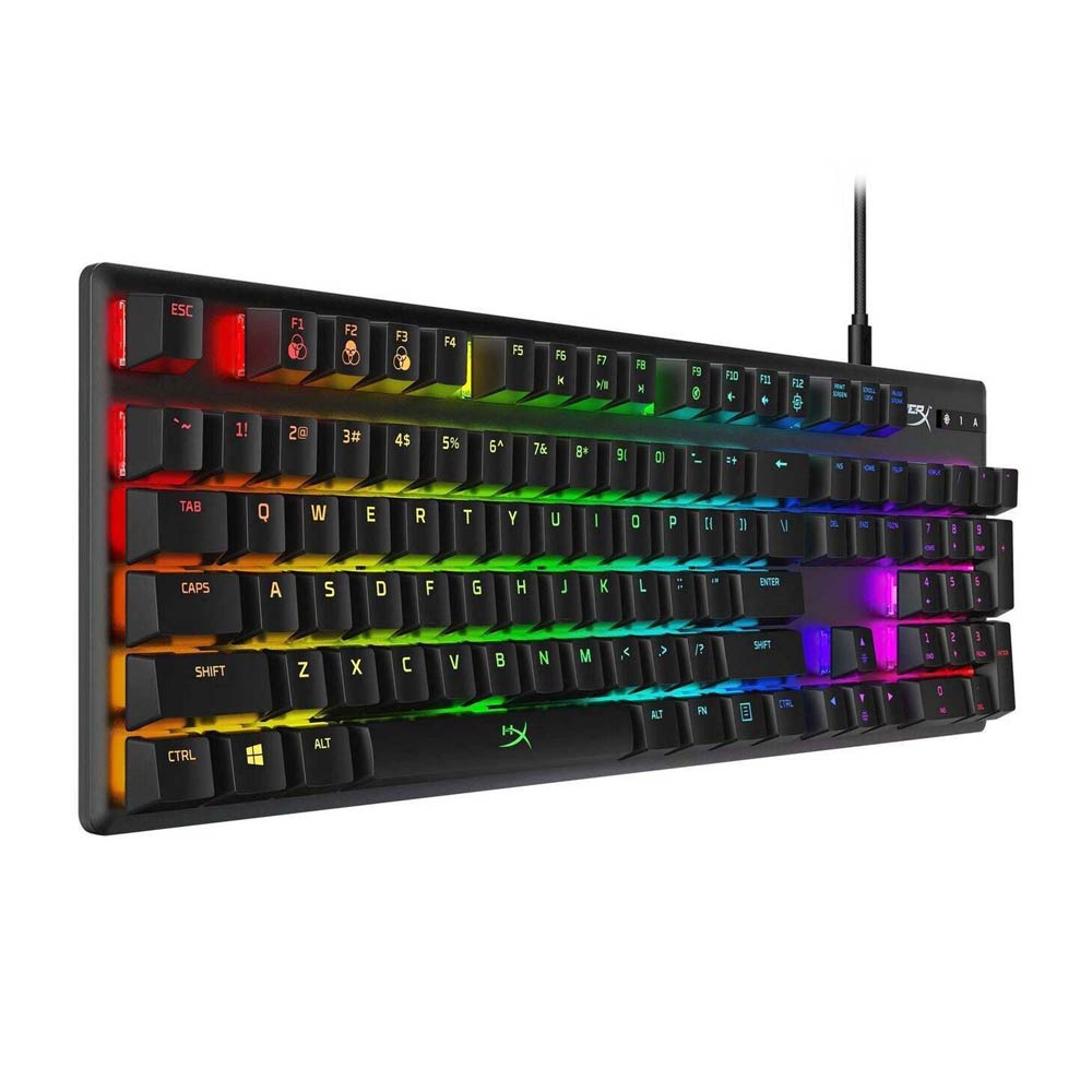 Imagen 2 del producto Teclado gamer Hyperx Alloy Origins, conexión USB Tipo-C extraíble, mecánico, RGB, clicky azul