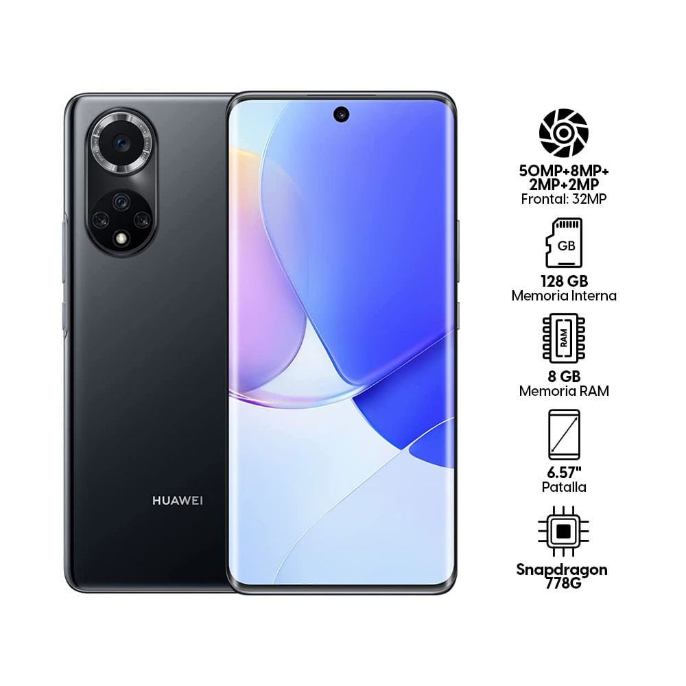 Imagen 2 del producto Celular Huawei Nova 9 128GB, 8GB RAM, cámara trasera 50MP y frontal 32MP, 6.57"", negro
