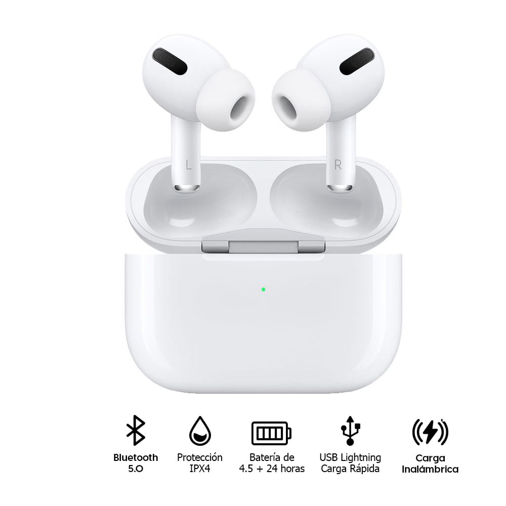 Imagen 2 del producto Audífonos bluetooth True Wireless Apple Airpods Pro duración máx. 4.5 horas, cancelación de ruido, carga inalámbrica Qi, blanco