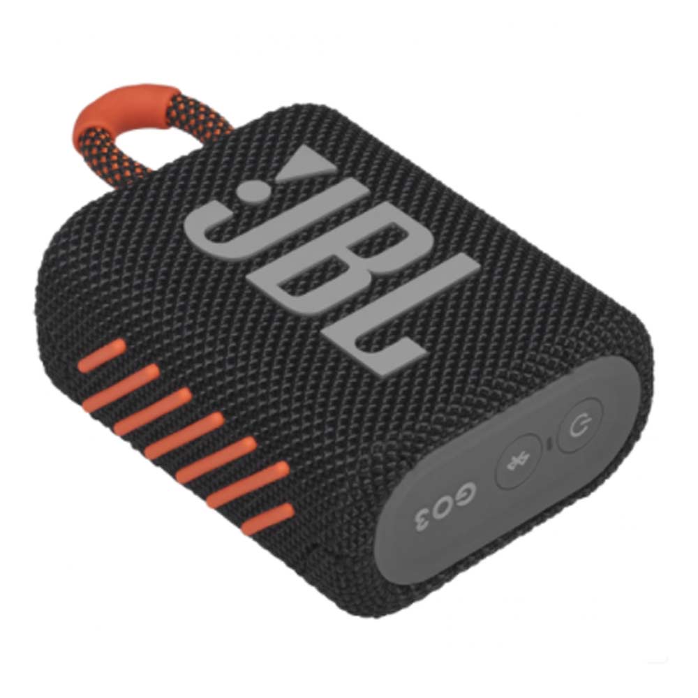Imagen 2 del producto Parlante bluetooth JBL Go 3 potencia 4.2W, resistente al agua IP67, hasta 5 horas de reproducción, puerto de carga USB Tipo-C, negro y naranja