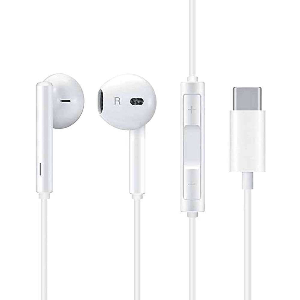 Imagen 1 del producto Audífonos in ear con micrófono Huawei CM33 diseño ergonómico, conector tipo C, control de música y llamadas, blanco