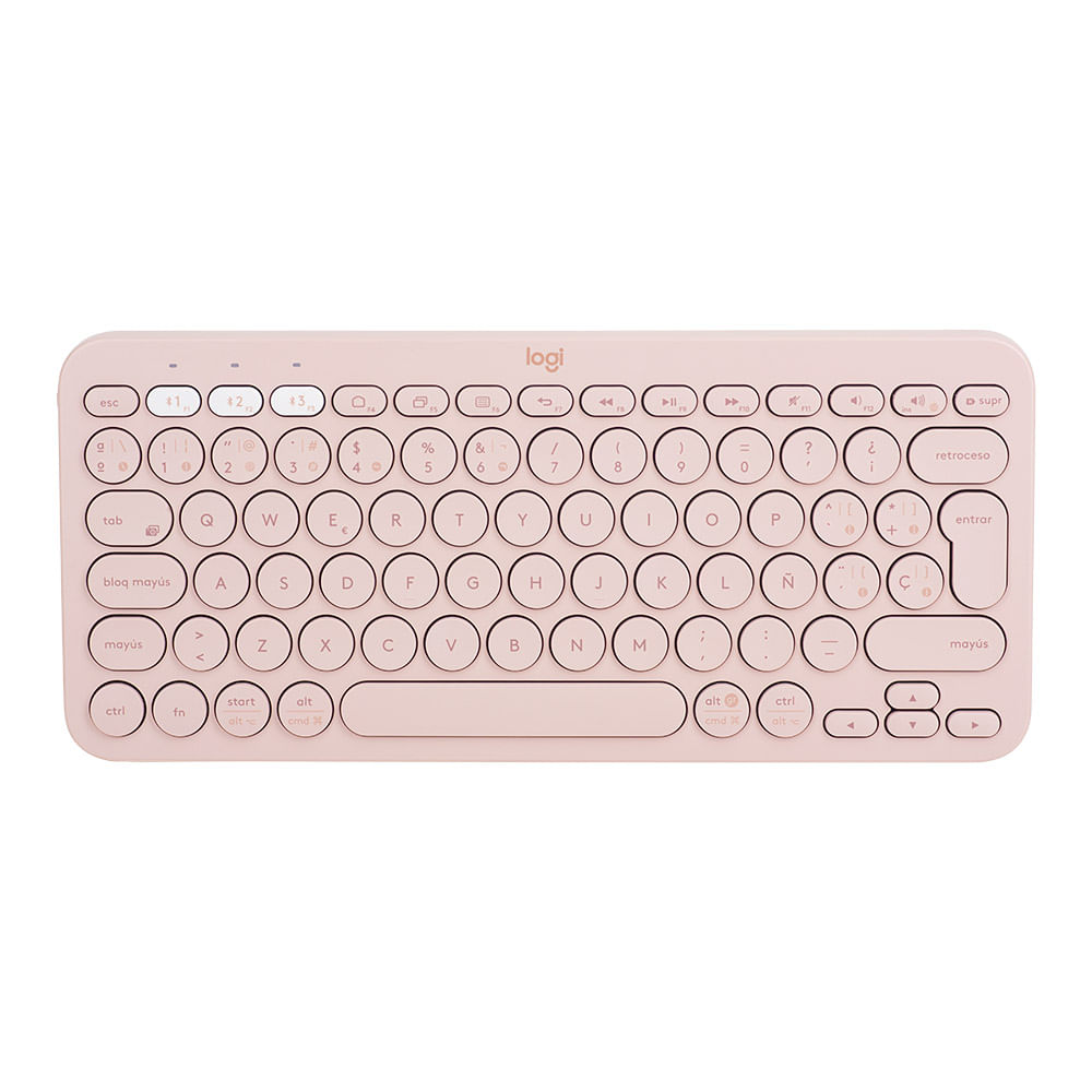 Teclado inalámbrico Logitech K380 bluetooth, multidispositivo, usa pilas, layout español, rosado