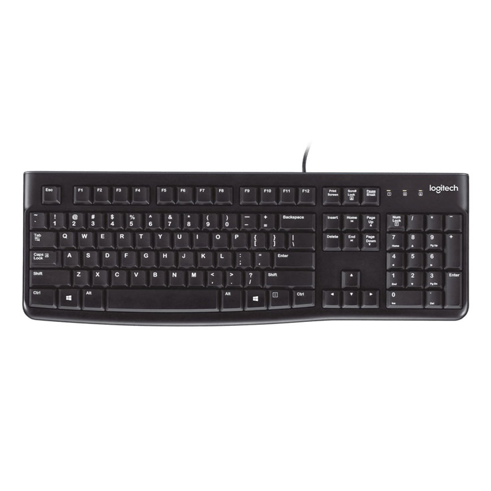 Teclado alámbrico Logitech K120, conexión usb, teclado numérico, negro