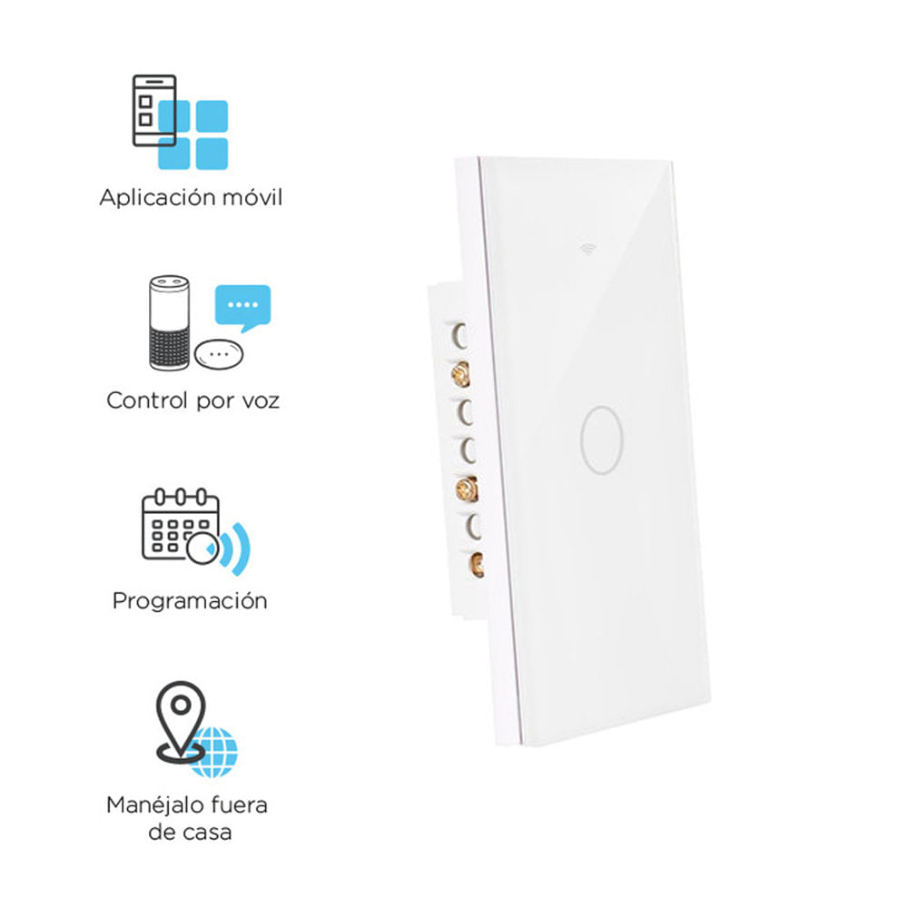 Imagen 2 del producto Interruptor inteligente iSmart SK3-01W iSwitch wi-fi, 1 toque, con neutro, blanco