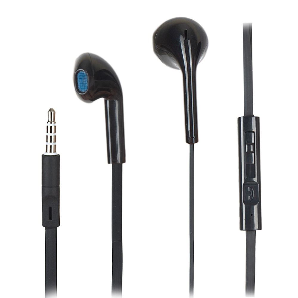 Imagen 1 del producto Audífonos in ear con micrófono Radioshack cable plano, conector 3.5 mm, control de música y llamadas, negro