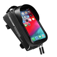 Bolso portacelular para marco de bicicleta Rockbros compatible con celulares de 6"", material TPU, negro