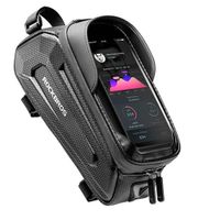 Bolso portacelular para marco de bicicleta Rockbros compatible con celulares 6.8"", material TPU impermeable, negro