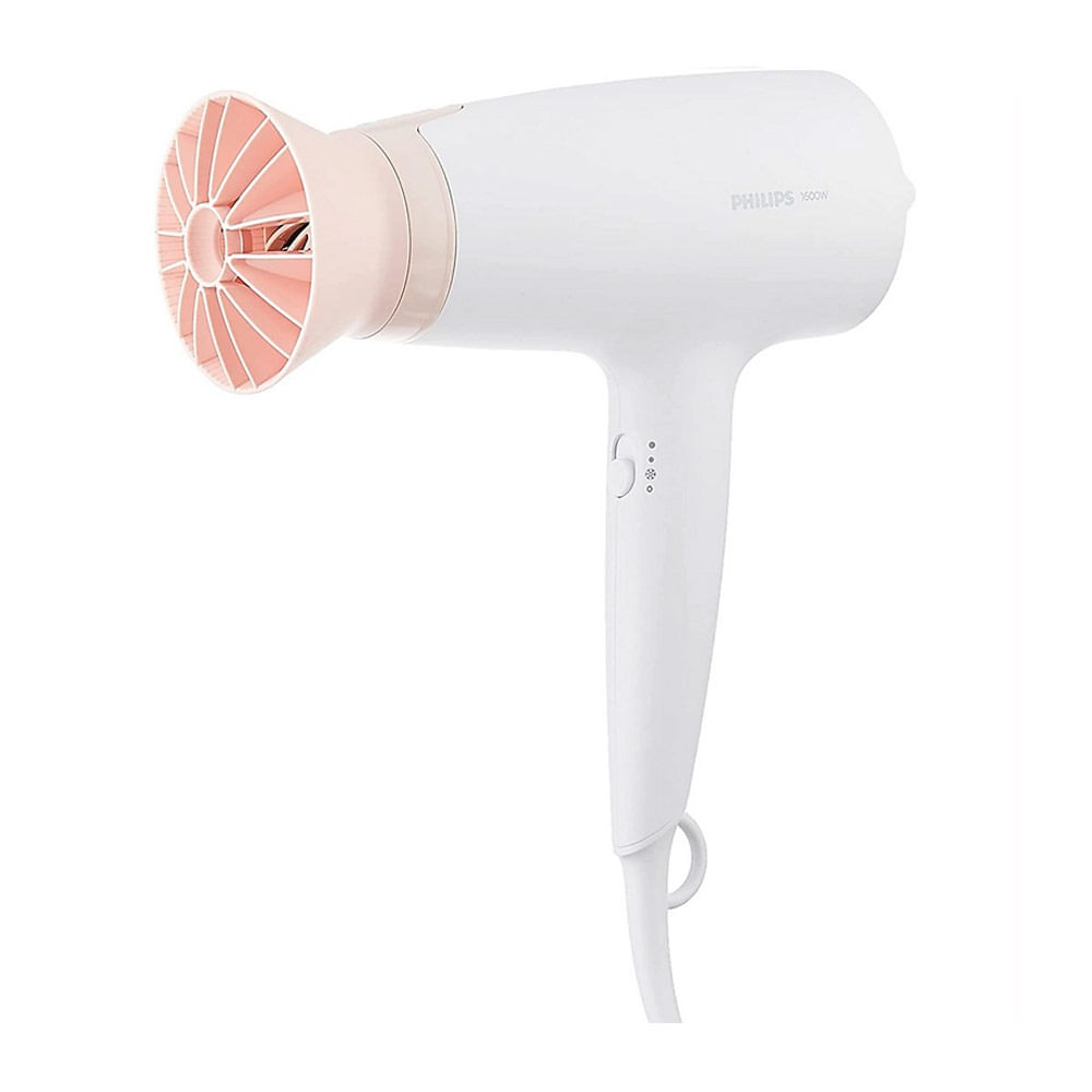 Imagen 2 del producto Secadora de cabello Philips BHD300 1600W, 3 niveles de velocidad y temperatura, blanco y rosado
