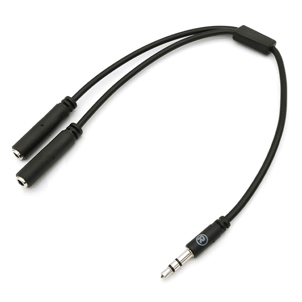 Cable splitter 3.5mm Radioshack, 2 salidas para audífono, terminales niquelados, 20.3 cm, negro