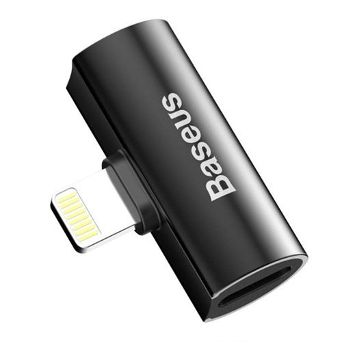 Adaptador de audio Baseus L47 lightning a 2 lightning hembra, negro