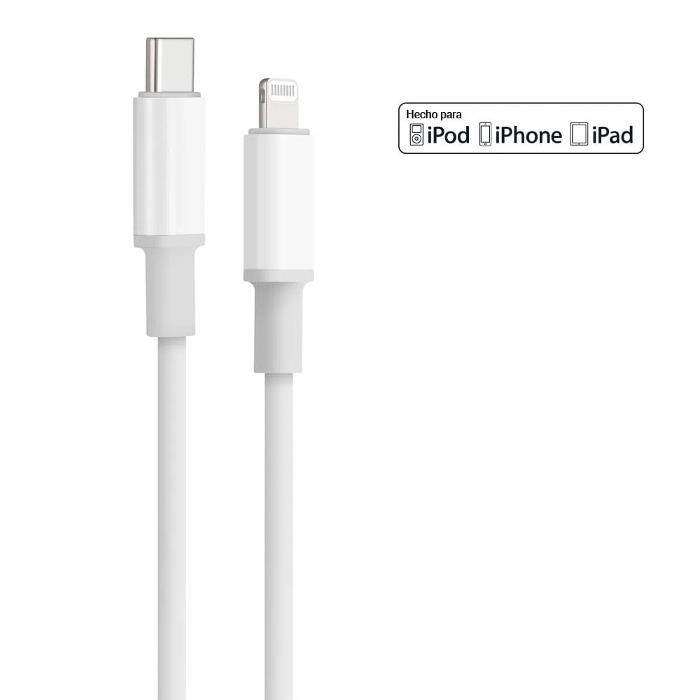 Imagen 2 del producto Cargador de pared + cable Coolbox GMobile lightning a tipo-C 20W, MFI, TPE, 1m, blanco
