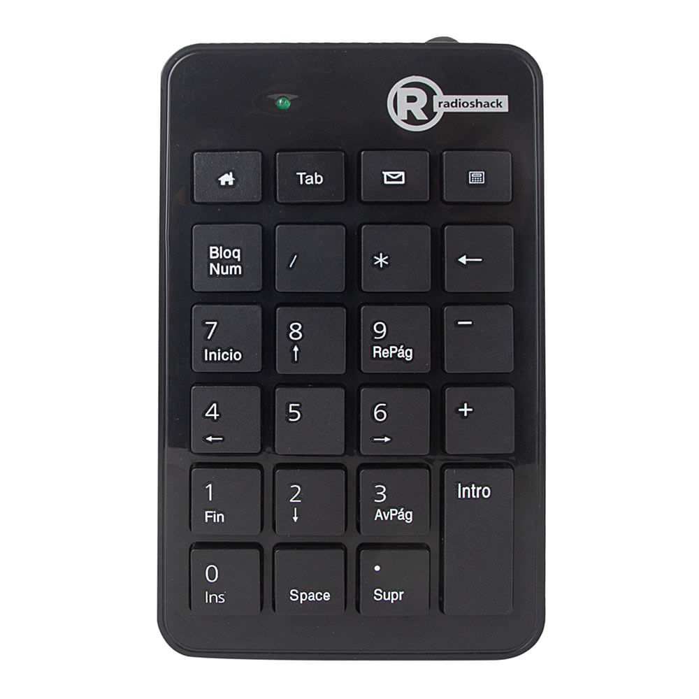 Teclado numérico Radioshack, membrana, conexión usb, número de teclas 19, negro