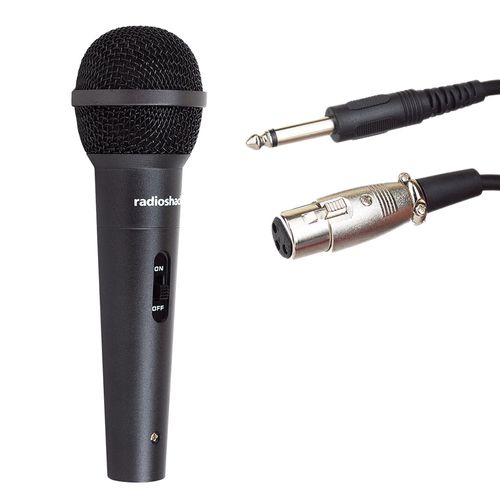 Micrófono alámbrico Radioshack, dinámico, unidireccional, conector 6.35 mm, negro