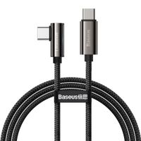 Cable Tipo C a Tipo C Baseus, carga rápida PD 100W, tipo codo, nylon trenzado, 1m, negro