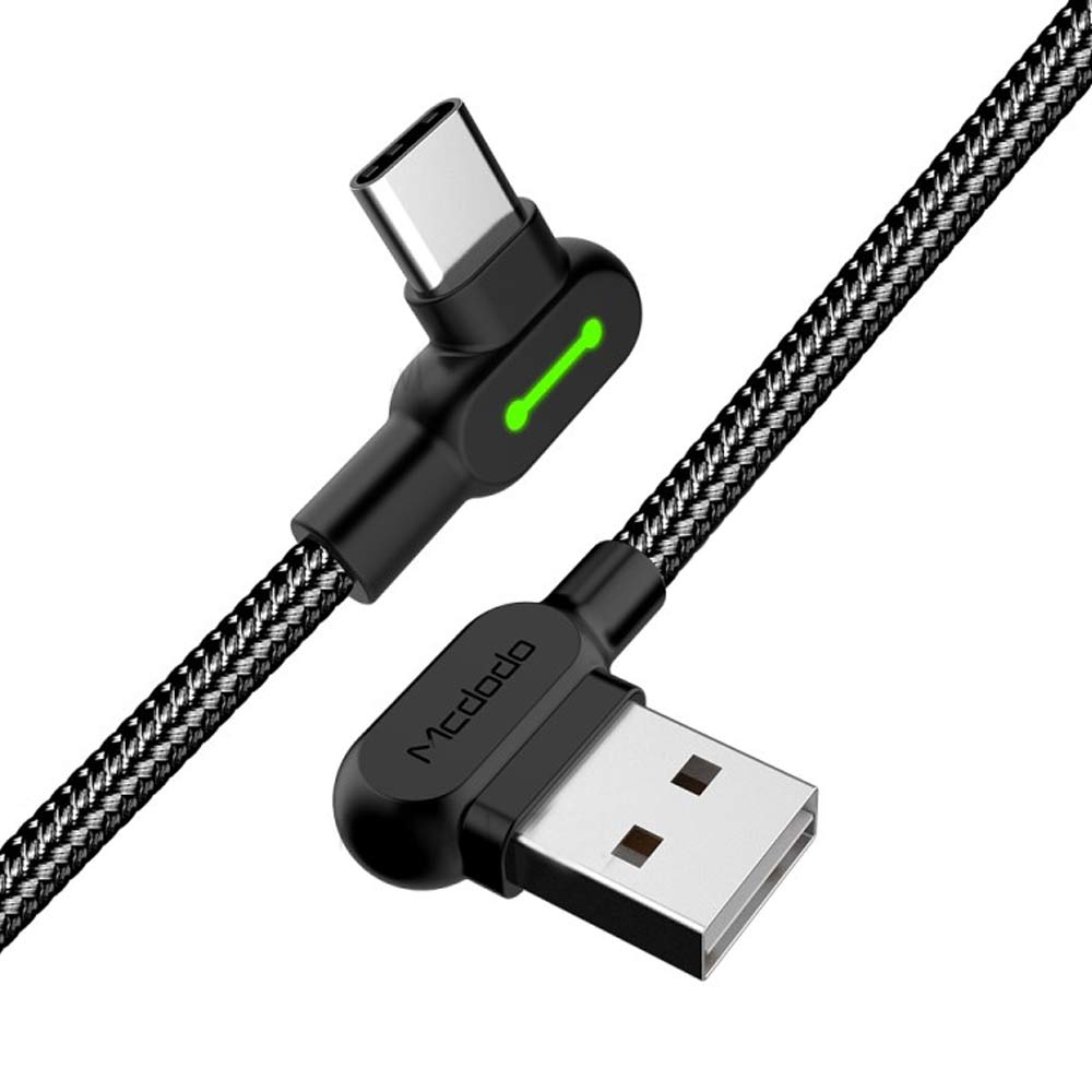 Imagen 2 del producto Cable USB a Tipo C Mcdodo, diseño gamer, nylon trenzado, 1.8m, negro