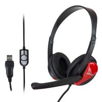 Audífonos Radioshack con micrófono, conexión USB, sonido estéreo, control de volumen, negro