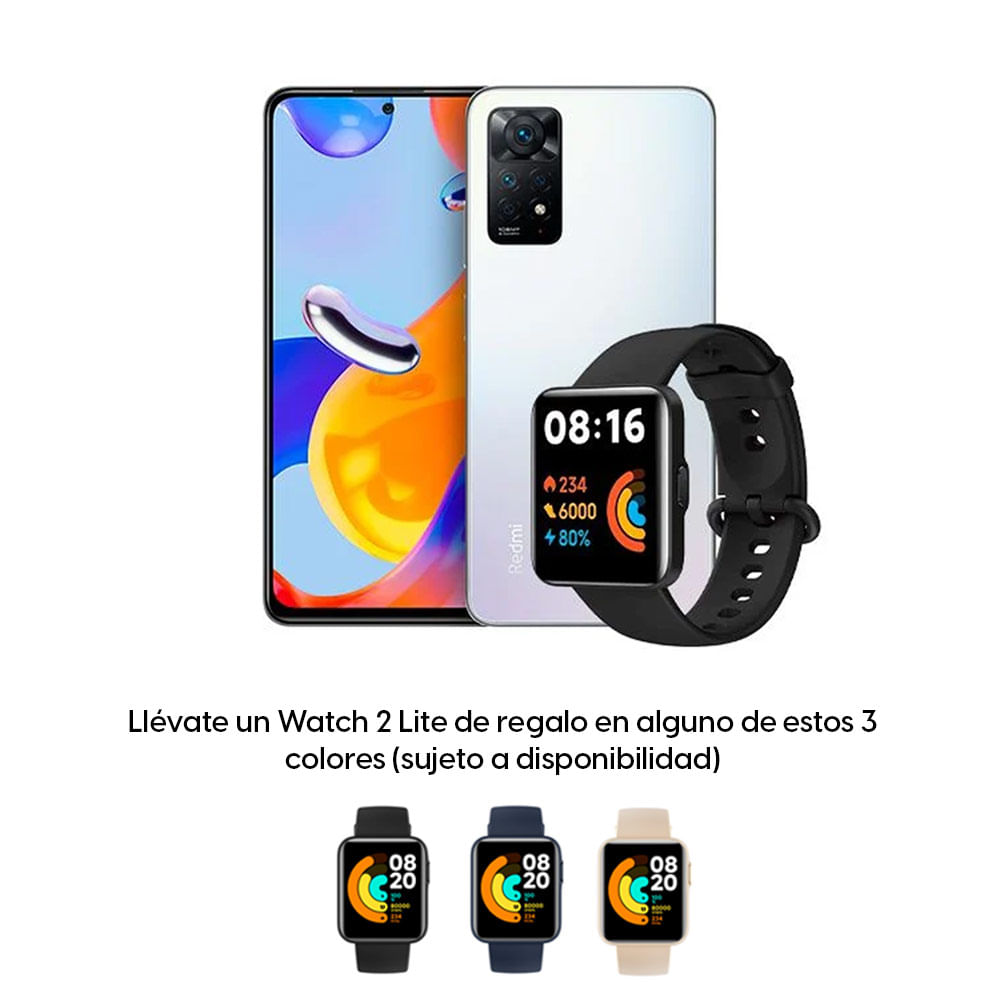 Imagen 2 del producto Celular Xiaomi Redmi Note 11 PRO 5G 128GB, 6GB RAM, cámara trasera 108MP y frontal 16MP, 6.67"", blanco + Watch 2 Lite de regalo