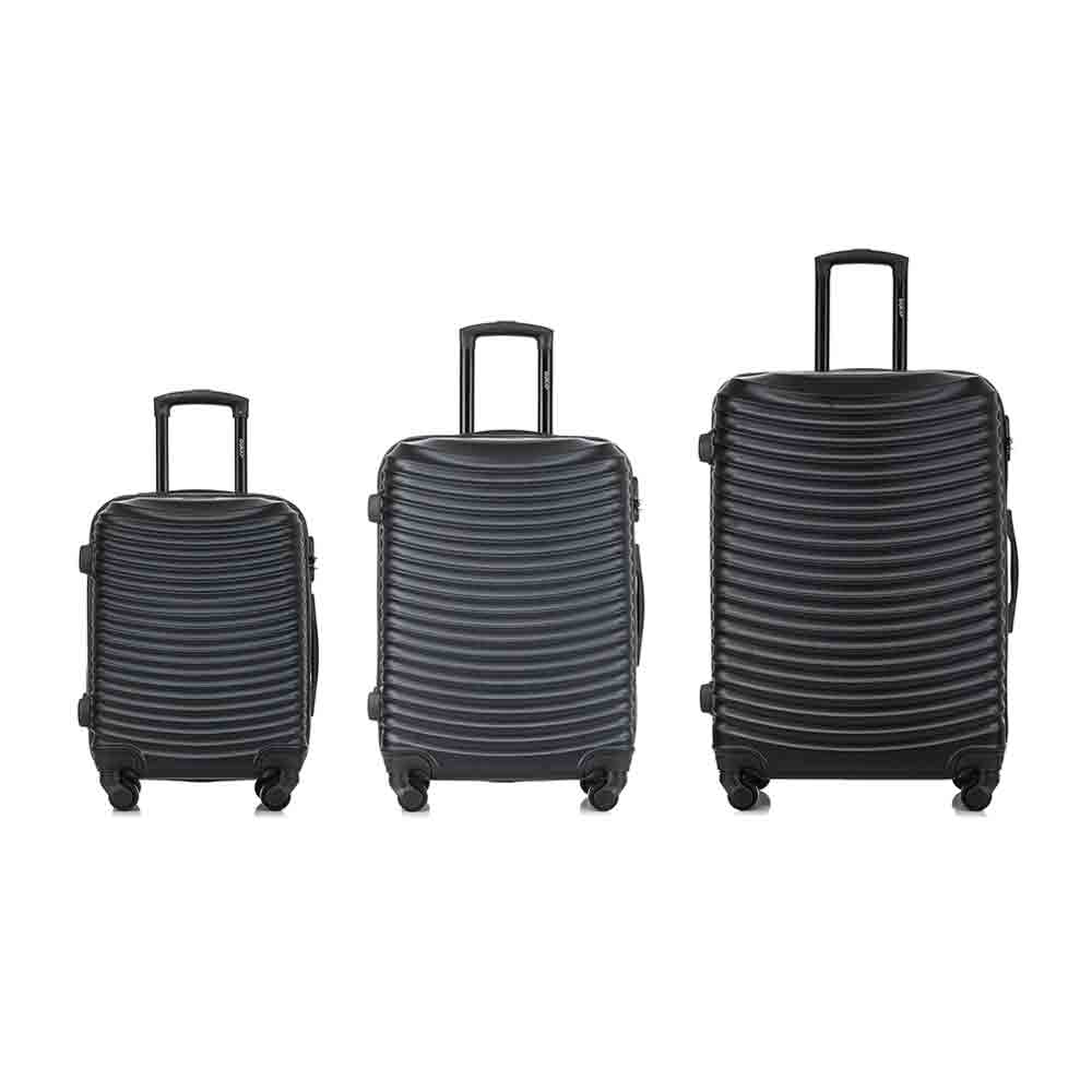 Imagen 2 del producto Set de 3 maletas de bodega Dukap ADLY cuerpo rígido, 3 tamaños diferentes 51 cm, 61 cm y 71 cm, ruedas giratorias, asa regulable, negro