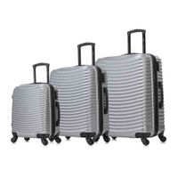 Set de 3 maletas de bodega Dukap ADLY cuerpo rígido, 3 tamaños diferentes 51 cm, 61 cm y 71 cm, ruedas giratorias, asa regulable, plateado