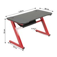 Mesa gaming Office Space Thor tablero fibra de carbono, máx. 80 kg, 120 x 60 x 72cm