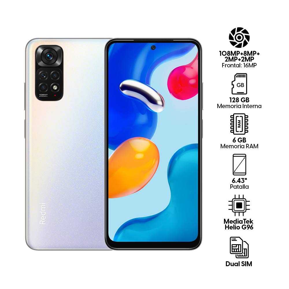 Imagen 2 del producto Celular Xiaomi Redmi Note 11S 128GB, 6GB RAM, cámara trasera 108MP y frontal 16MP, 6.43"", blanco