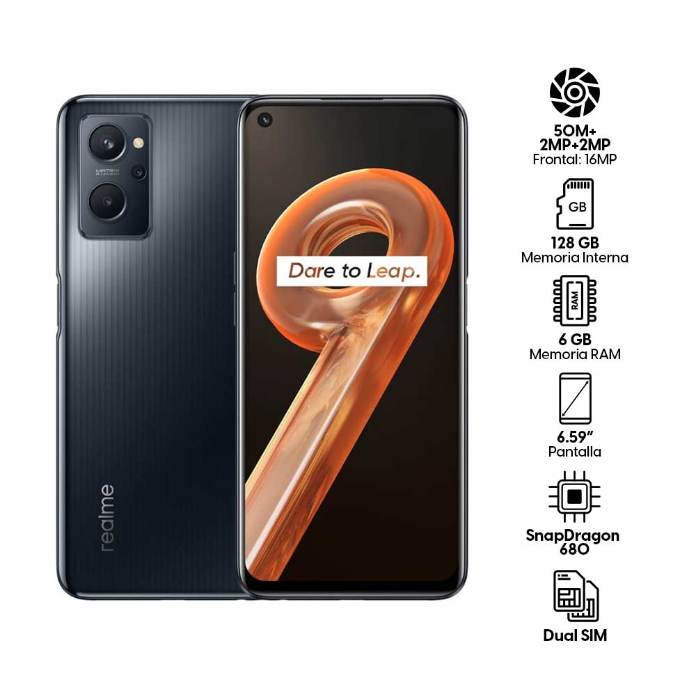 Imagen 2 del producto Celular Realme 9I 128GB, 6GB ram, cámara principal 50MP + 2MP + 2MP, frontal 16MP, 6.59"", Snapdragon, negro
