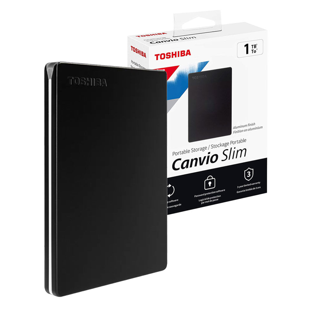 Imagen 1 del producto Disco duro externo Toshiba Canvio Slim III 1TB, USB 3.0, negro