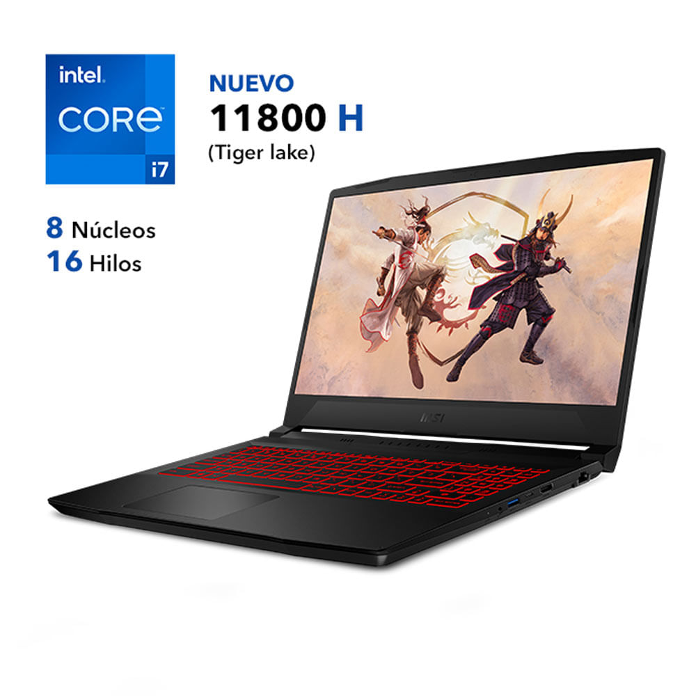 Imagen 2 del producto Laptop gamer Msi GF66 Katana 15.6"" Intel Core i7 11va Gen-11800H, 512GB SSD, 16GB RAM, GeForce RTX3060 6GB, FreeDOS - sin sistema operativo