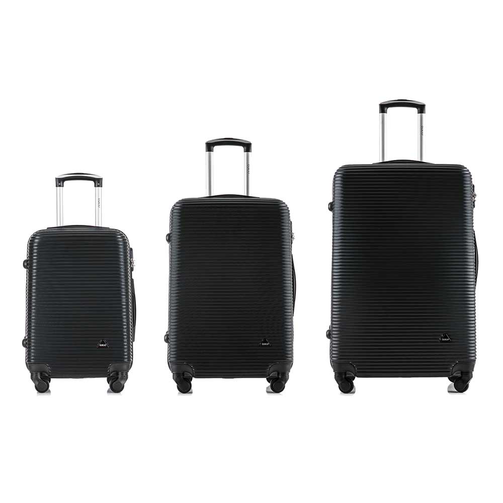 Imagen 2 del producto Set de 3 maletas de bodega Dukap Royal 51, 61 y 71 cm, capacidad 10, 15, 23 kg, 4 ruedas 360°, cerradura de combinación, ABS, negro