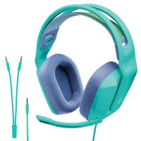 Audífonos gamer alámbrico Logitech G335 con micrófono, conexión jack 3.5, 36 ohms, sensibilidad: 87.5 dB, PC y consolas, menta