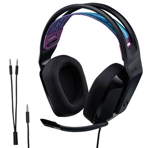 Audífonos gamer Logitech G335 con micrófono, conexión jack 3.5, 36 ohms, sensibilidad 87.5 dB, PC y consolas, negro