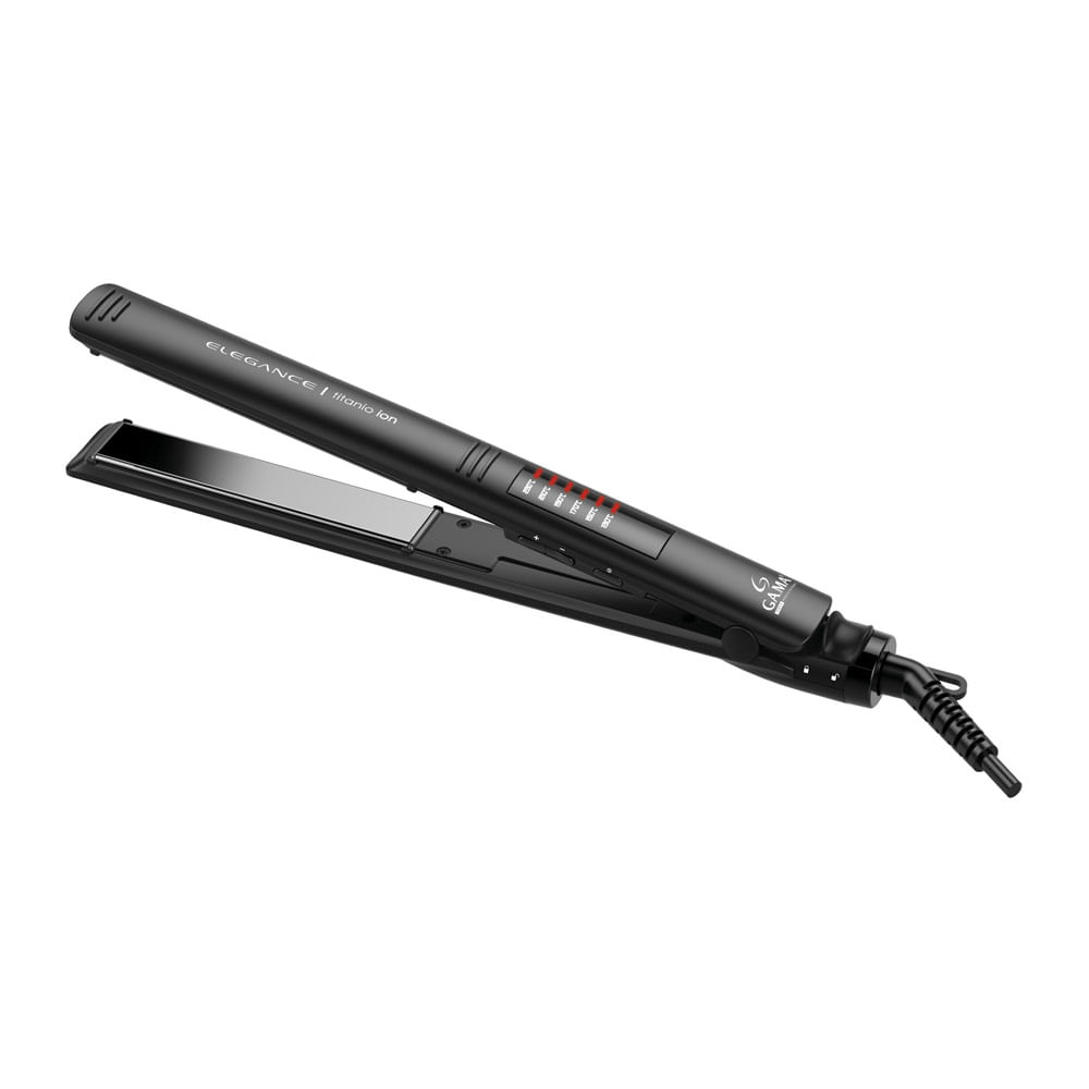 Imagen 1 del producto Alisadora Gama Elegance Led Titanio placas de cerámica de titanio, 230°C, cable 3 m, negro