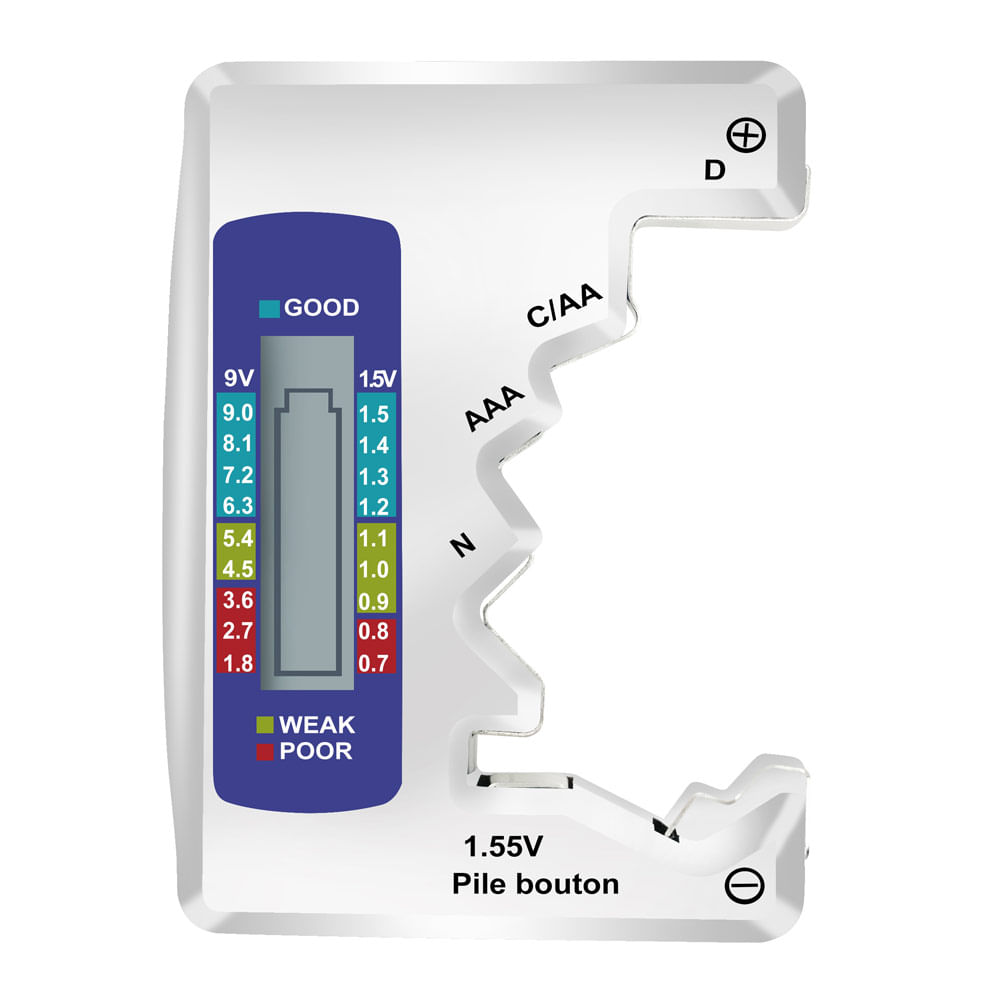 Probador de pilas Jetion compatible con AA / AAA / 9V / 1.5 V / C / D / N8