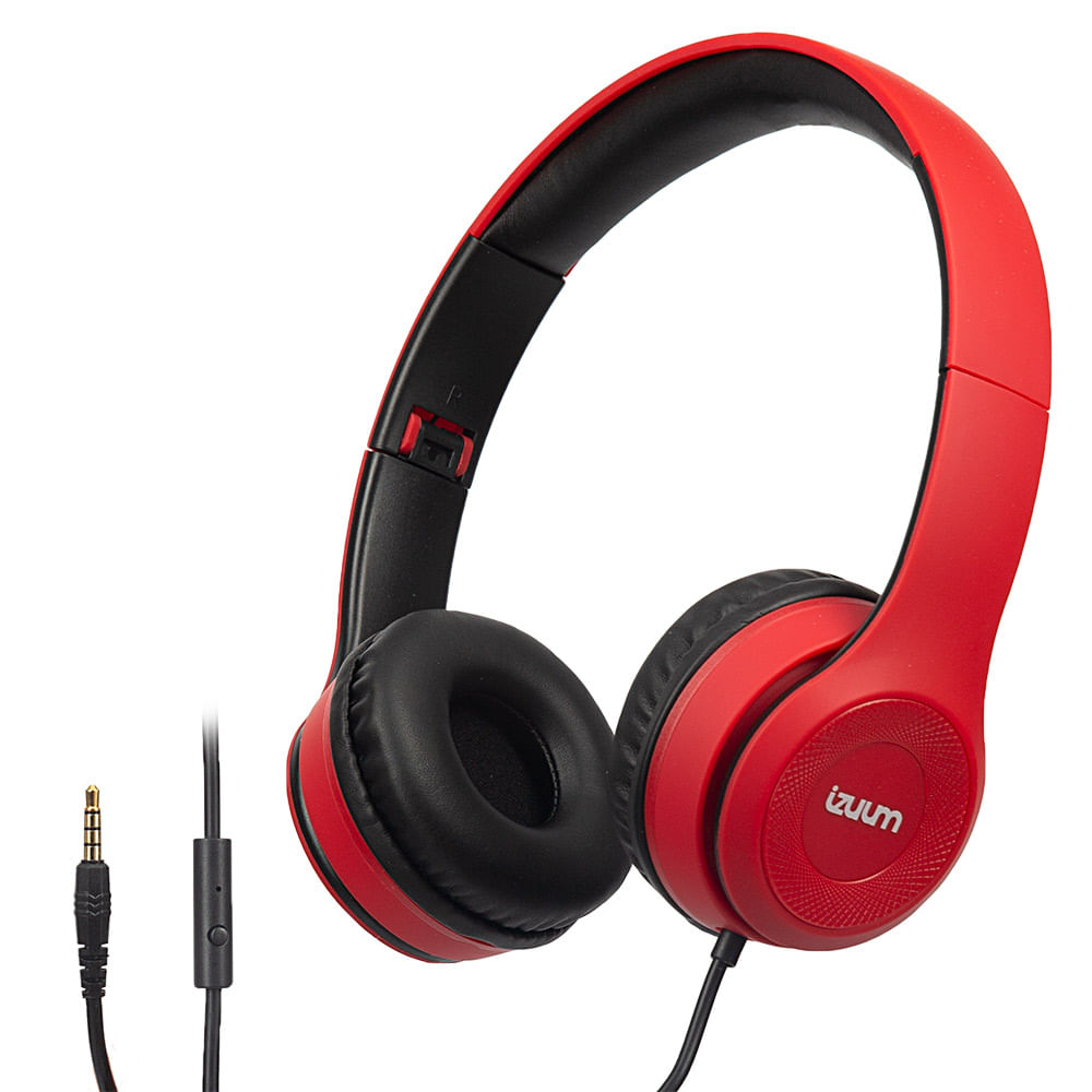 Imagen 2 del producto Audífonos on ear con micrófono + Audífonos in ear con micrófono Izuum, rojo