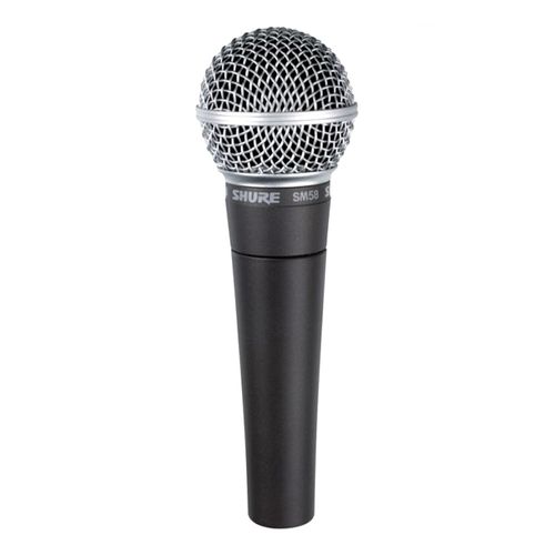 Micrófono alámbrico Shure SM58, dinámico, cardioide, compatible con cable XLR, sistema antigolpes, negro