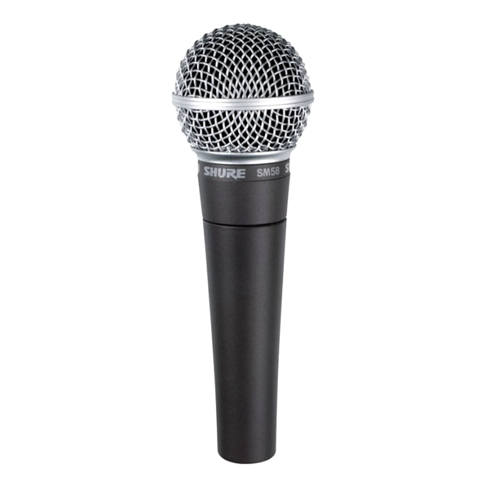 Micrófono alámbrico Shure SM58, dinámico, cardioide, compatible con cable XLR, sistema antigolpes, negro