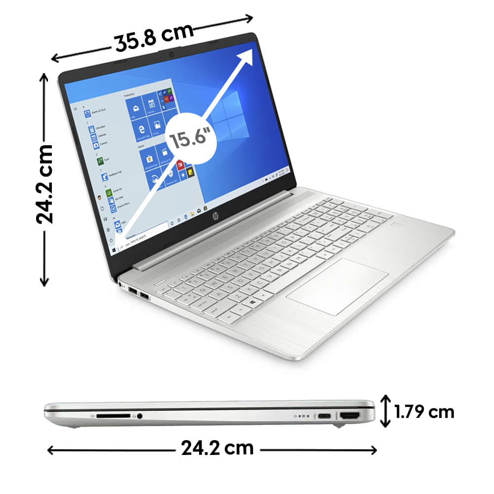 Imagen 2 del producto Laptop HP 15-EF1009LA 15.6"" AMD Ryzen 3 4300U, 256GB SSD, 4GB RAM, Radeon, Win11 Home, plateado