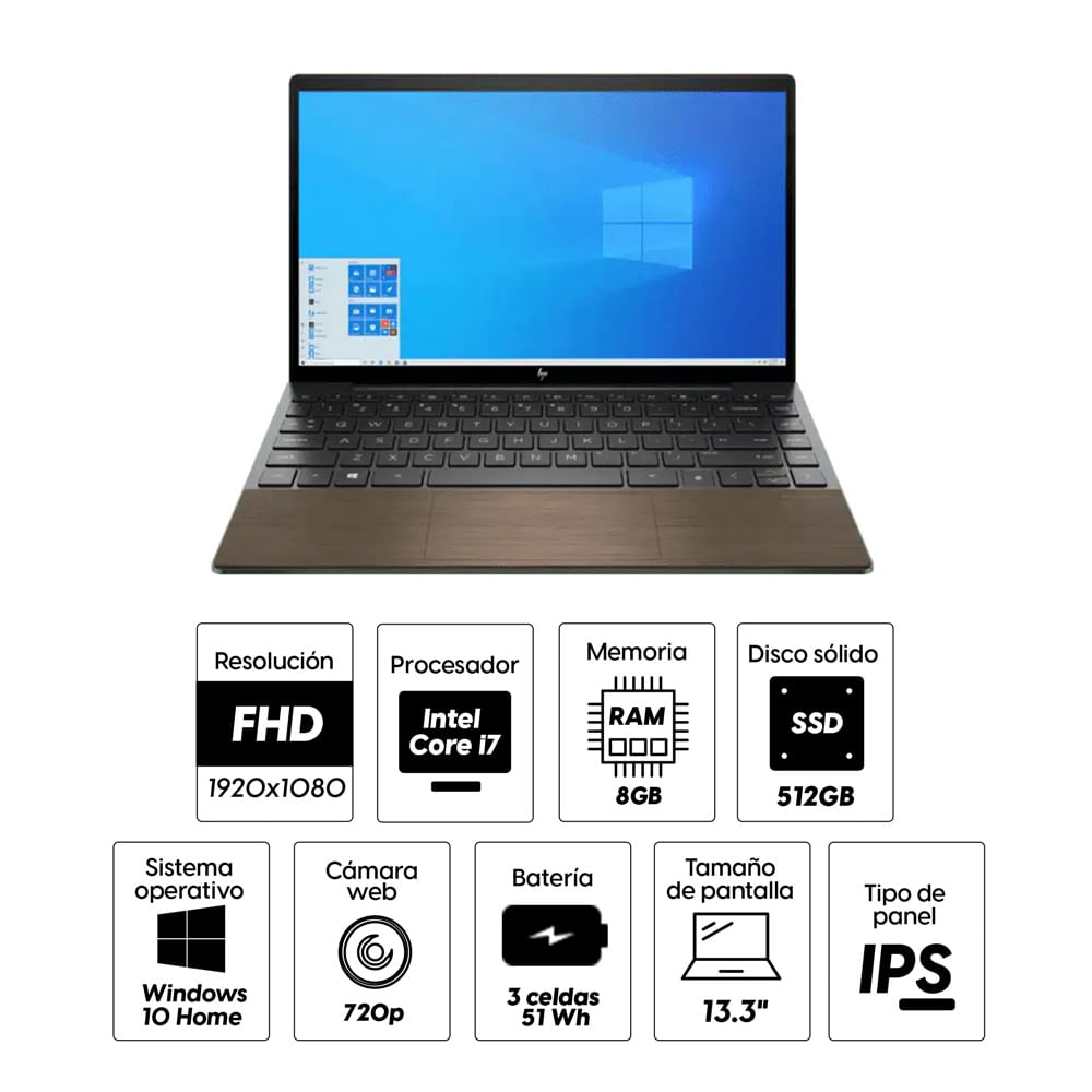 Imagen 2 del producto Laptop HP Envy 13-BA1012LA 13.3"" Intel Core i7-1165G7 10ma Gen, 512GB SSD, 8GB RAM, Iris X, Win10 Home, negro