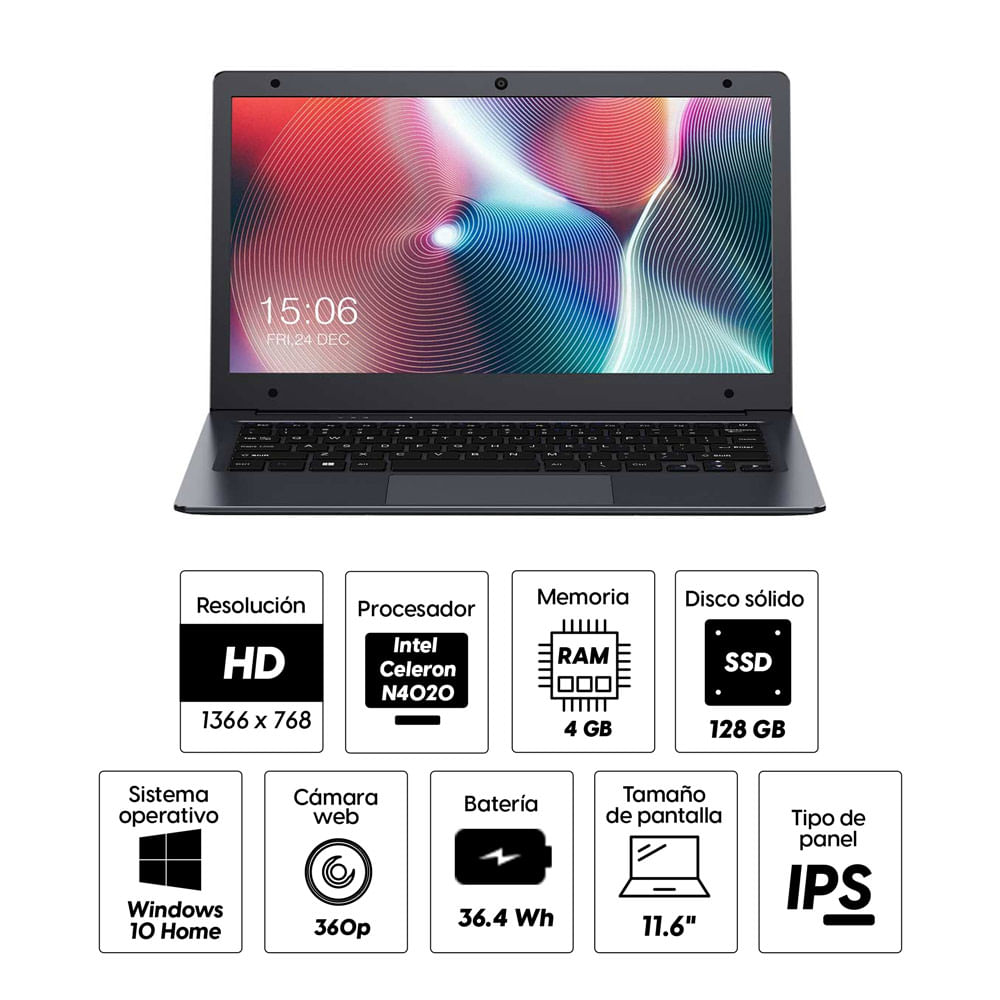 Imagen 2 del producto Laptop Chuwi HeroBook Air 11.6"" Intel Celeron N4020 128GB SSD, 4GB RAM, UHD Graphics 600, Win 10, plateado