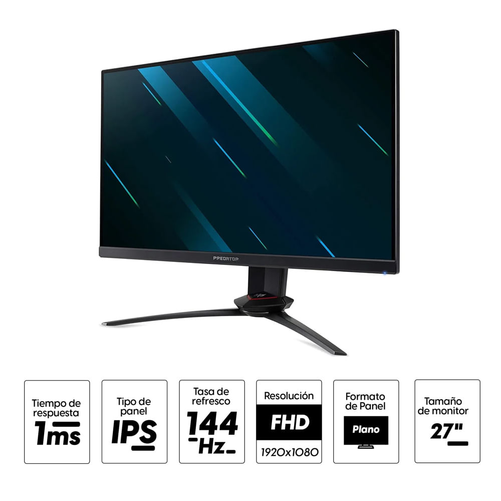 Imagen 2 del producto Monitor gamer 27"" Acer XB273 Panel IPS, FHD, 4ms, 144Hz, G-Sync