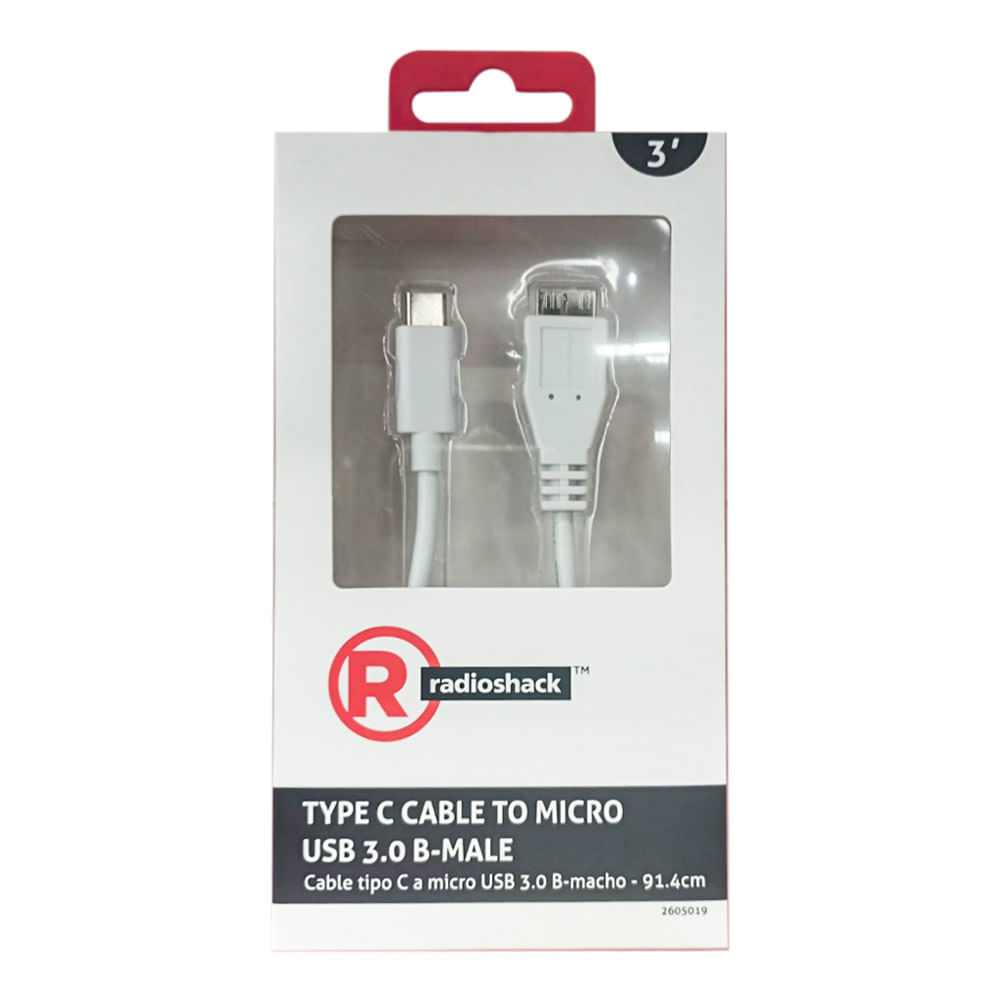 Imagen 2 del producto Cable Tipo C a micro USB-B 3.0 Radioshack 90 cm blanco